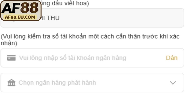 Các phương thức rút tiền AF88 quan trọng